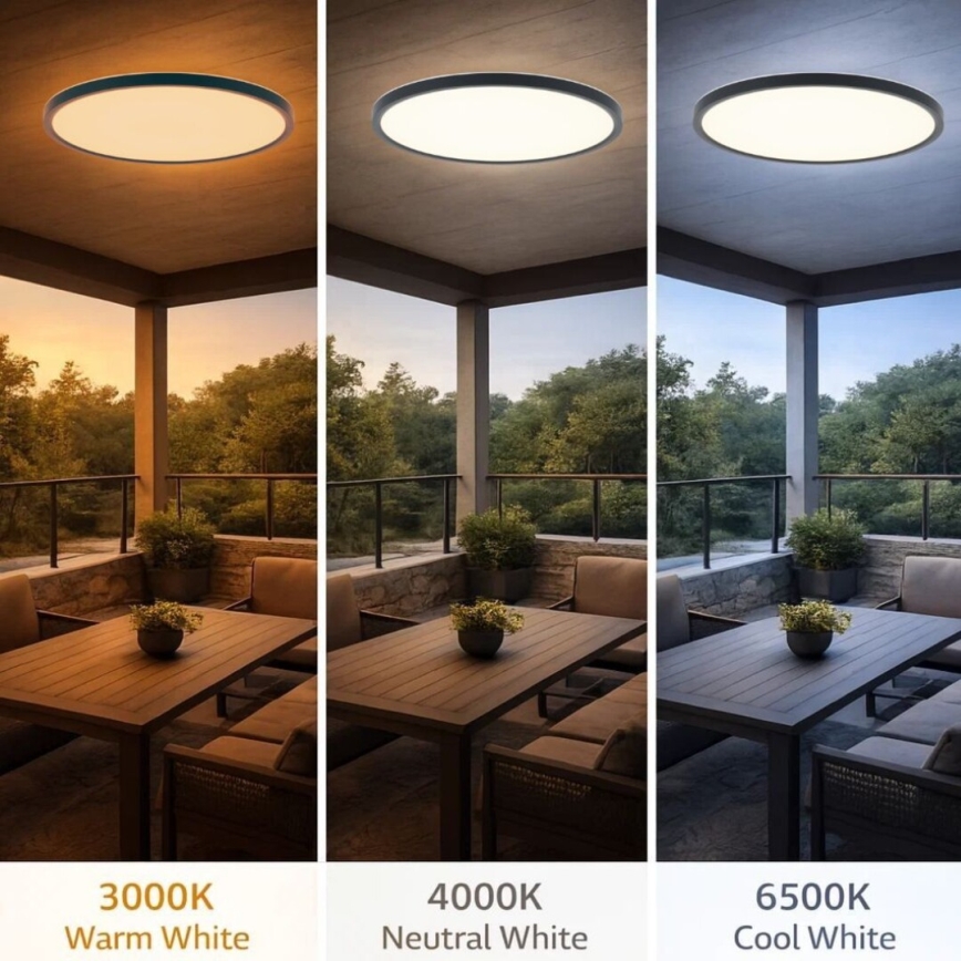 Rabalux - LED kúpeľňové stropné svietidlo LED/24W/230V 3000/4000/6000K pr. 40 cm IP44 čierne