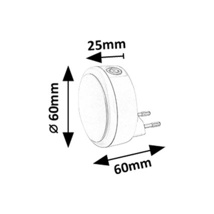 Rabalux - LED Nočné svetlo so senzorom súmraku do zásuvky LED/0,3W/230V 3000K