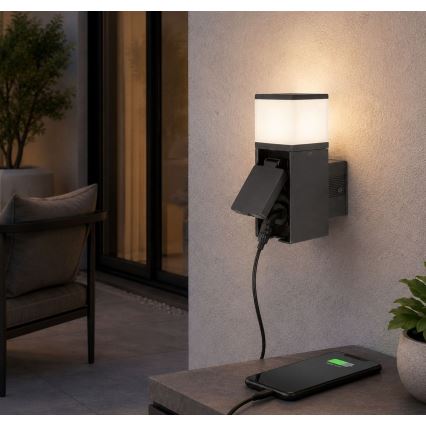 Rabalux - LED vonkajšie nástenné svietidlo so zásuvkou LED/10W/230V IP44