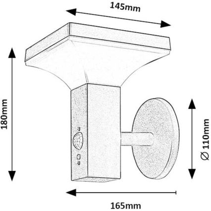 Rabalux - LED Solárne nástenné svietidlo so senzorom LED/4W/230V IP44 čierna