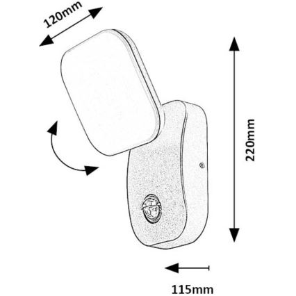 Rabalux - LED Vonkajšie nástenné flexibilné svietidlo so senzorom LED/12W/230V IP44