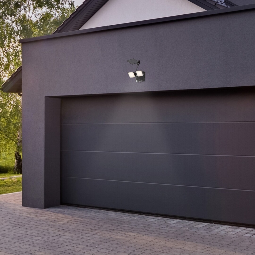 Rabalux - LED Solárne nástenné flexibilné svietidlo so senzorom a externým panelom 2xLED/5W/3,7V IP54 čierna