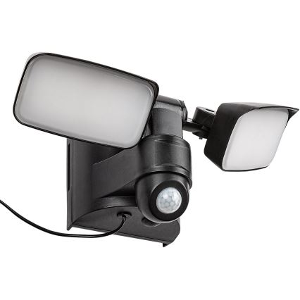 Rabalux - LED Solárne nástenné flexibilné svietidlo so senzorom a externým panelom 2xLED/5W/3,7V IP54 čierna