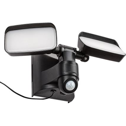Rabalux - LED Solárne nástenné flexibilné svietidlo so senzorom a externým panelom 2xLED/5W/3,7V IP54 čierna