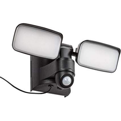 Rabalux - LED Solárne nástenné flexibilné svietidlo so senzorom a externým panelom 2xLED/5W/3,7V IP54 čierna