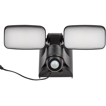 Rabalux - LED Solárne nástenné flexibilné svietidlo so senzorom a externým panelom 2xLED/5W/3,7V IP54 čierna