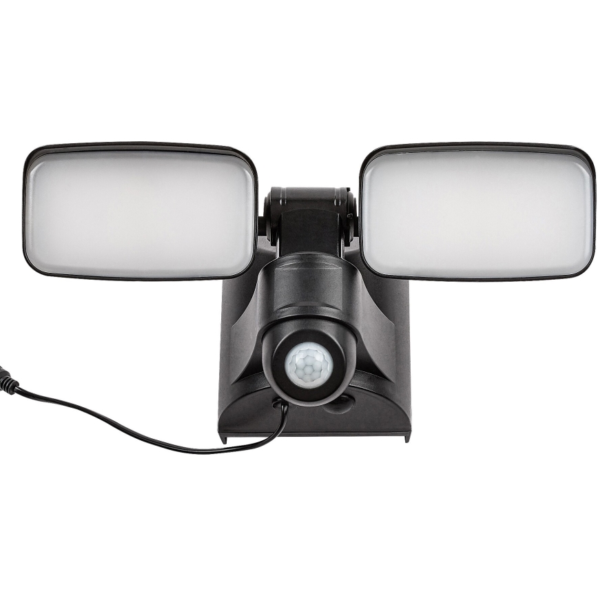 Rabalux - LED Solárne nástenné flexibilné svietidlo so senzorom a externým panelom 2xLED/5W/3,7V IP54 čierna