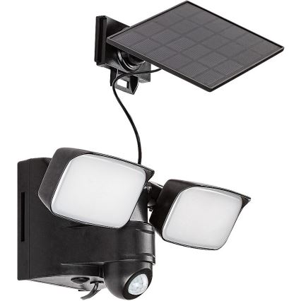 Rabalux - LED Solárne nástenné flexibilné svietidlo so senzorom a externým panelom 2xLED/5W/3,7V IP54 čierna