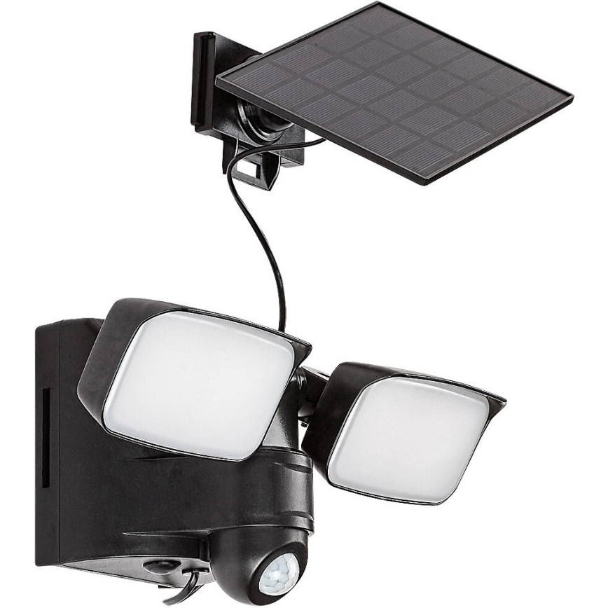 Rabalux - LED Solárne nástenné flexibilné svietidlo so senzorom a externým panelom 2xLED/5W/3,7V IP54 čierna
