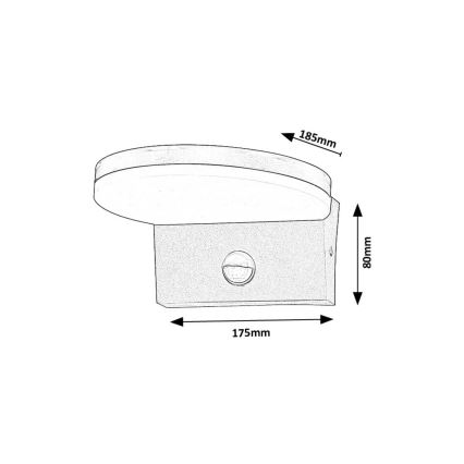 Rabalux - LED Vonkajšie nástenné svietidlo so senzorom LED/9W/230V 2700/4000/6500K IP54 čierna