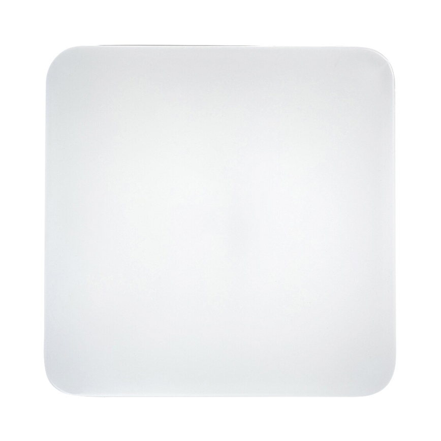 Štvorcový svetelný panel s mierne zaoblenými rohmi je zobrazený na bielom pozadí. Panel je matný, biely a vyzerá ako plochý. Nemá žiadne viditeľné detaily ani text.