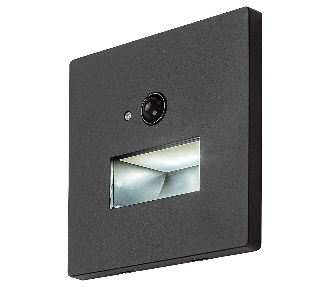 Rabalux 77197-LED Schodové svietidlo s pohybovým a súmrakovým senzorom LUNCA 1W/230V 3000/4500/6500K Čierna 77197