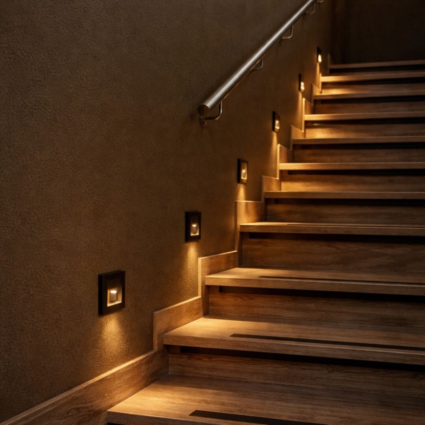 Rabalux - LED schodiskové svietidlo so snímačom pohybu a súmraku LED/1W/230V 3000/4500/6500K čierne