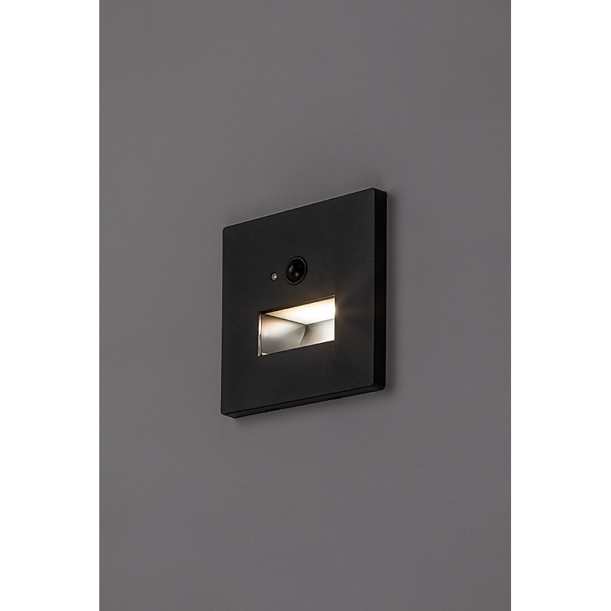 Rabalux - LED schodiskové svietidlo so snímačom pohybu a súmraku LED/1W/230V 3000/4500/6500K čierne