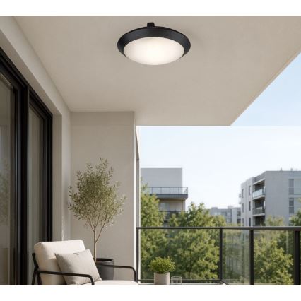 Rabalux - Zunanja stropna svetilka s senzorjem gibanja 1xE27/9W/230V IP65 premer 30 cm črna