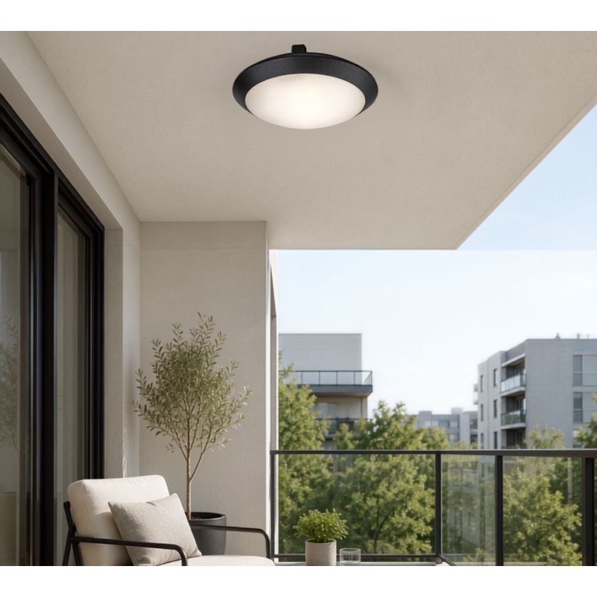 Rabalux - Zunanja stropna svetilka s senzorjem gibanja 1xE27/9W/230V IP65 premer 30 cm črna