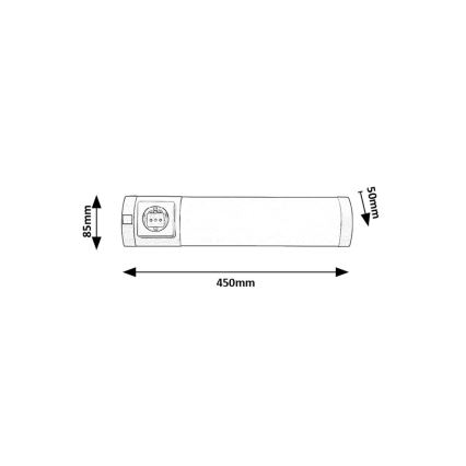 Rabalux - LED Podlinkové svietidlo so zásuvkou LED/5W/230V 4000K 45 cm matný chróm