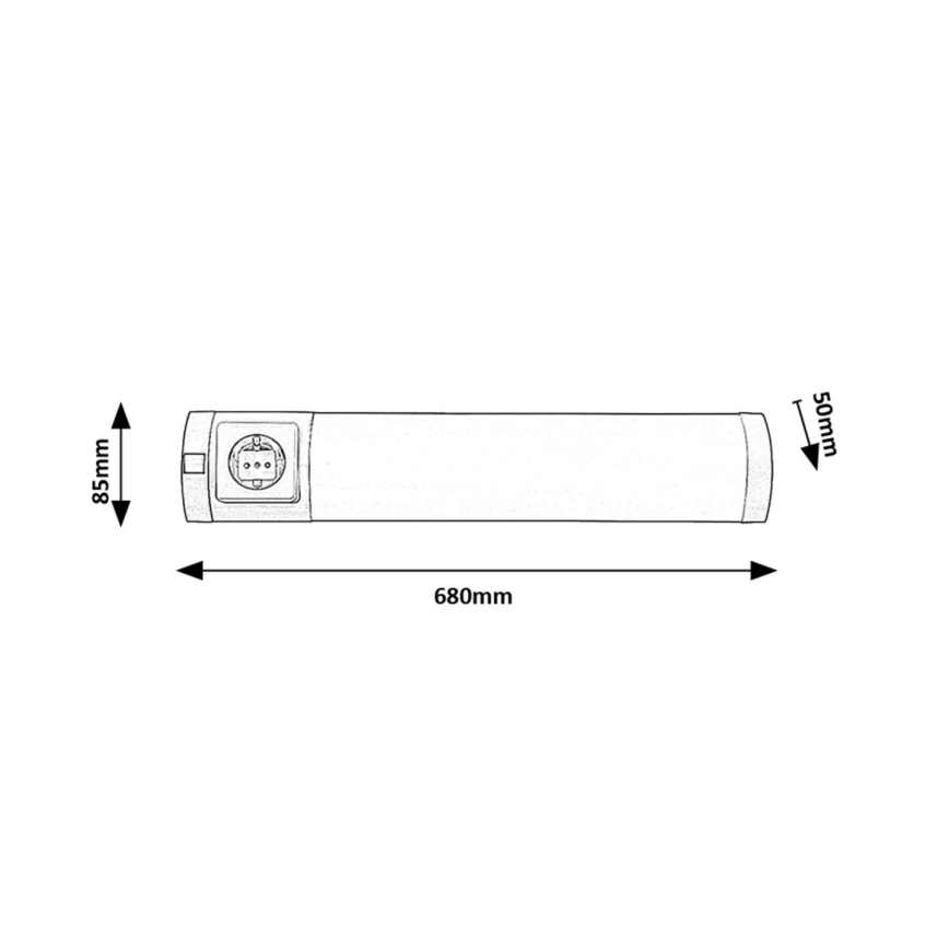 Rabalux - LED Podlinkové svietidlo so zásuvkou LED/8W/230V 4000K 68 cm matný chróm