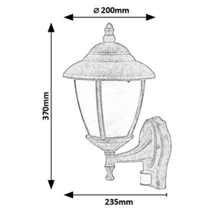 Rabalux - Vonkajšie nástenné svietidlo so senzorom 1xE27/60W/230V IP43 zlatá