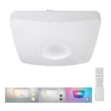 Rabalux - LED RGB stmievateľné stropné svietidlo s reproduktorom LED/18W/230V 3000-6000K Bluetooth + diaľkové ovládanie 36,5x36,5 cm