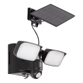 Rabalux - LED solárne nástenné flexibilné svietidlo so senzorom a externým panelom 2xLED/5W/3,7V IP54 čierna 600 mAh