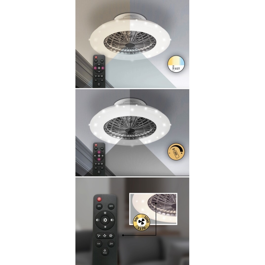 Rabalux - LED Stmievateľné stropné svietidlo s ventilátorom LED/30W/230V + 3000-6500K + diaľkové ovládanie