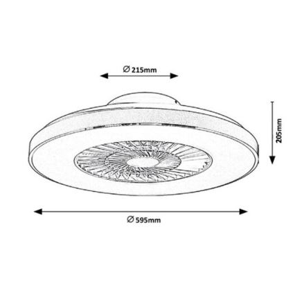 Rabalux - LED Stmievateľné stropné svietidlo s ventilátorom LED/40W/230V 3000-6500K + diaľkové ovládanie