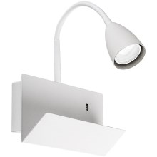 Rabalux - Nástenná lampa s poličkou a USB portom 1xGU10/25W/230V biela