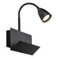 Rabalux - Nástenná lampa s poličkou a USB portom 1xGU10/25W/230V čierna