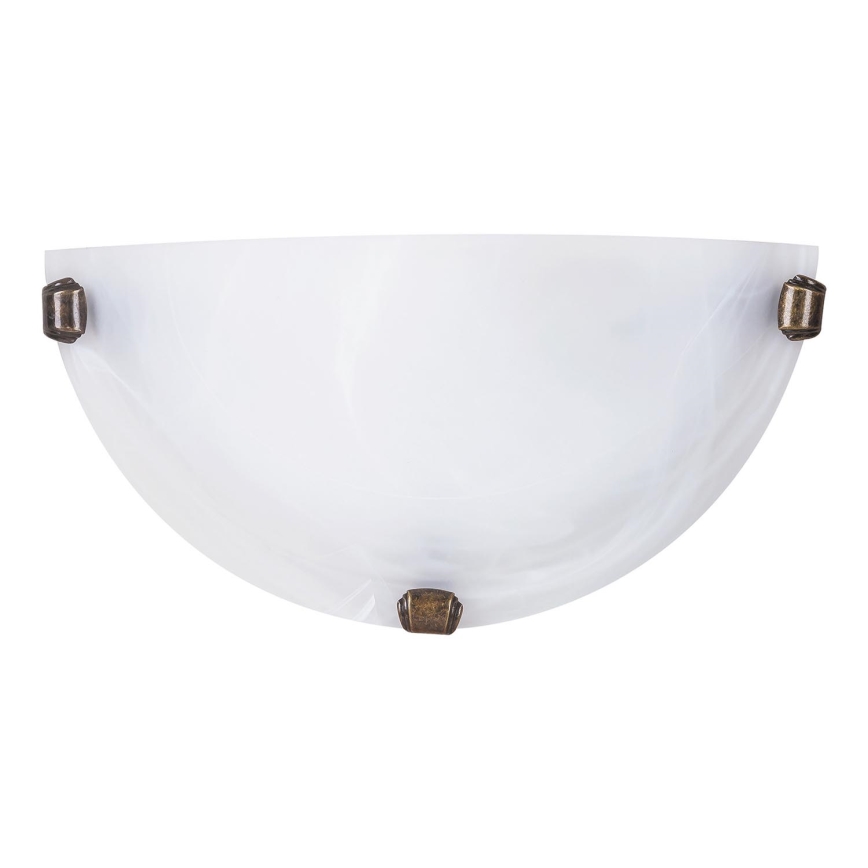 Svietidlo je pripevnené na stenu. Má polkruhový, mliečnobiely tienidlo s tromi bronzovými úchytkami. Tienidlo je vyrobené z mliečneho skla.