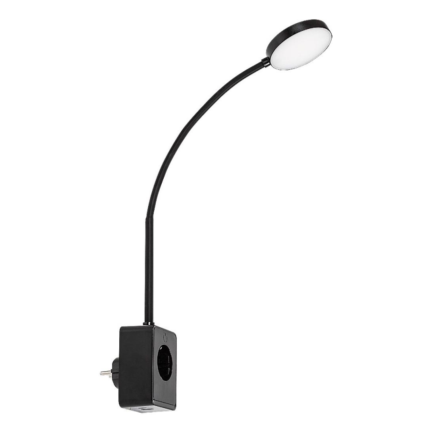 Rabalux - Stmievateľná nástenná LED lampa LED/4W/230V s USB portom do zásuvky čierna