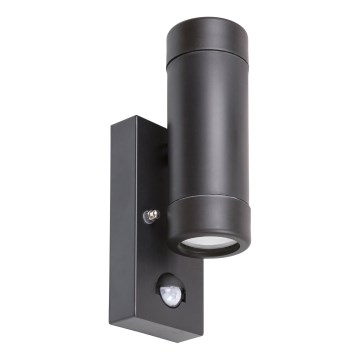 Rabalux - Vonkajšie nástenné svietidlo s pohybovým senzorom 2xGU10/10W/230V čierne IP44