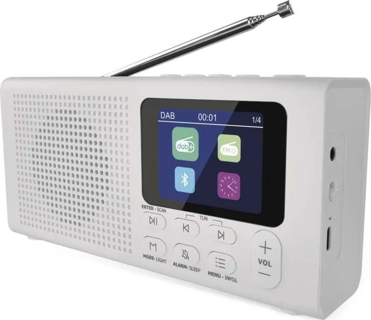 Rádio DAB DAB+ FM 3W/5V/4xAA biela