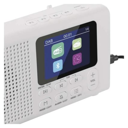 Rádio DAB DAB+ FM 3W/5V/4xAA biela
