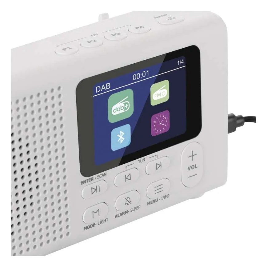 Rádio DAB DAB+ FM 3W/5V/4xAA biela