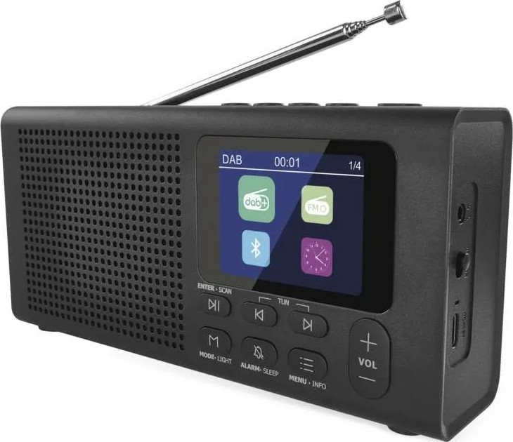 Rádio DAB DAB+ FM 3W/5V/4xAA čierna
