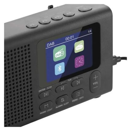 Rádio DAB DAB+ FM 3W/5V/4xAA čierna