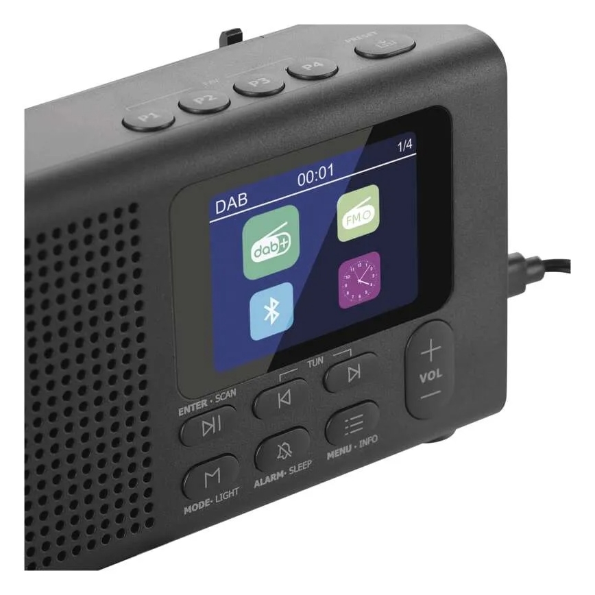 Rádio DAB DAB+ FM 3W/5V/4xAA čierna