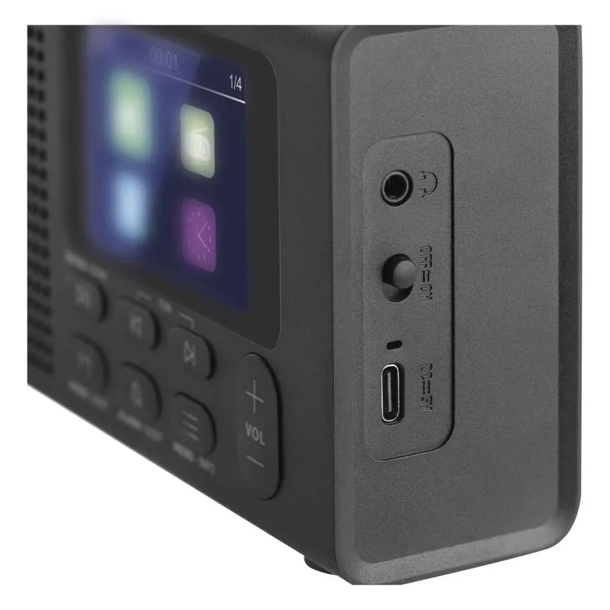 Rádio DAB DAB+ FM 3W/5V/4xAA čierna