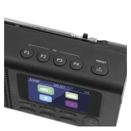 Rádio DAB DAB+ FM 3W/5V/4xAA čierna