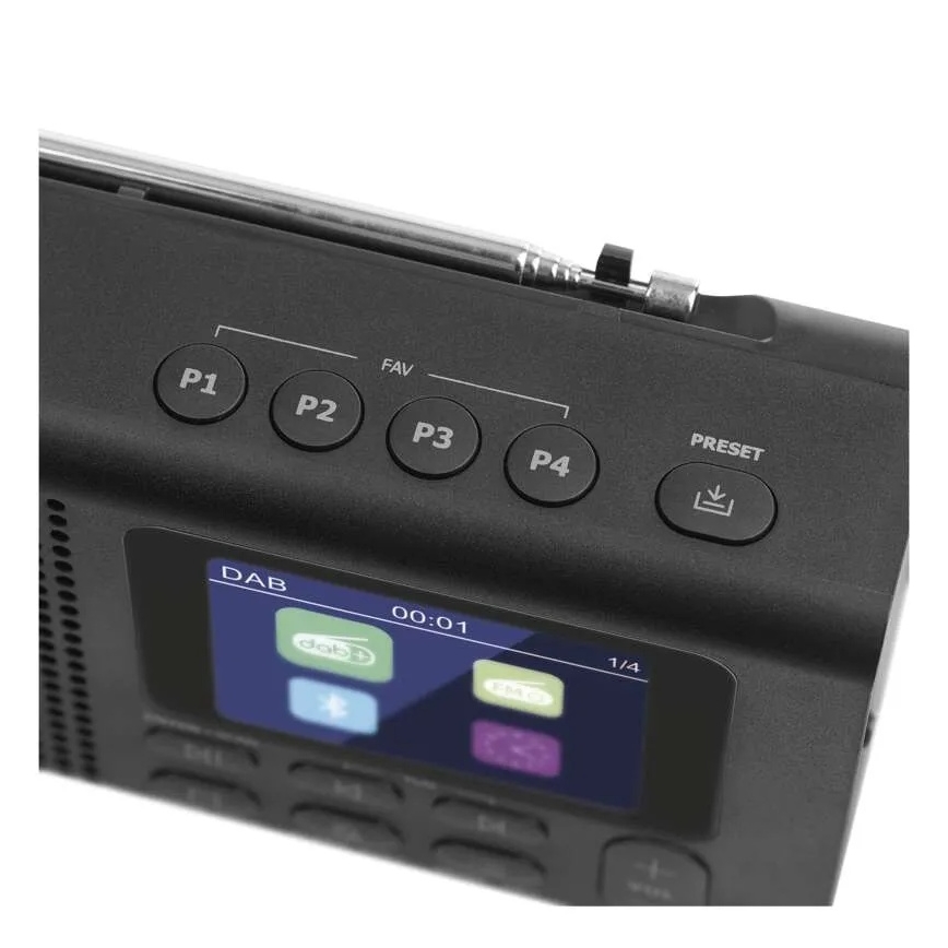 Rádio DAB DAB+ FM 3W/5V/4xAA čierna