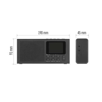 Rádio DAB DAB+ FM 3W/5V/4xAA čierna