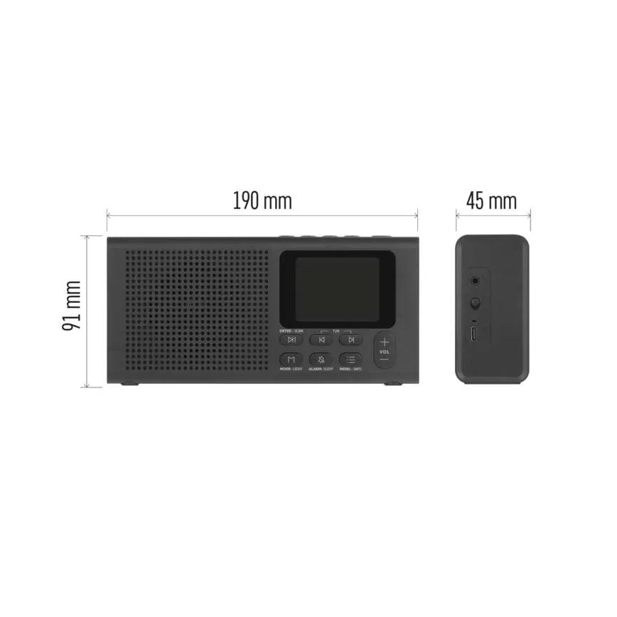 Rádio DAB DAB+ FM 3W/5V/4xAA čierna