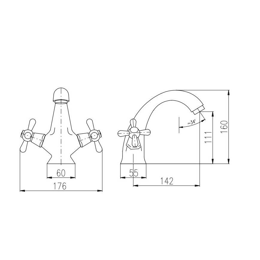 RAV Slezák MK128.0CMATSM - Umývadlová batéria MORAVA RETRO 16 cm čierna/mosadz