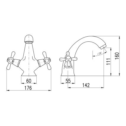 RAV Slezák MK128.0SM - Umývadlová batéria MORAVA RETRO 16 cm stará mosadz