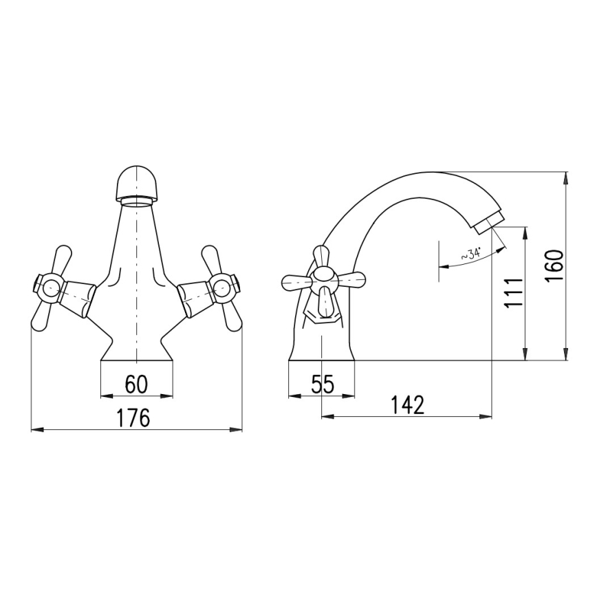 RAV Slezák MK128.0SM - Umývadlová batéria MORAVA RETRO 16 cm stará mosadz
