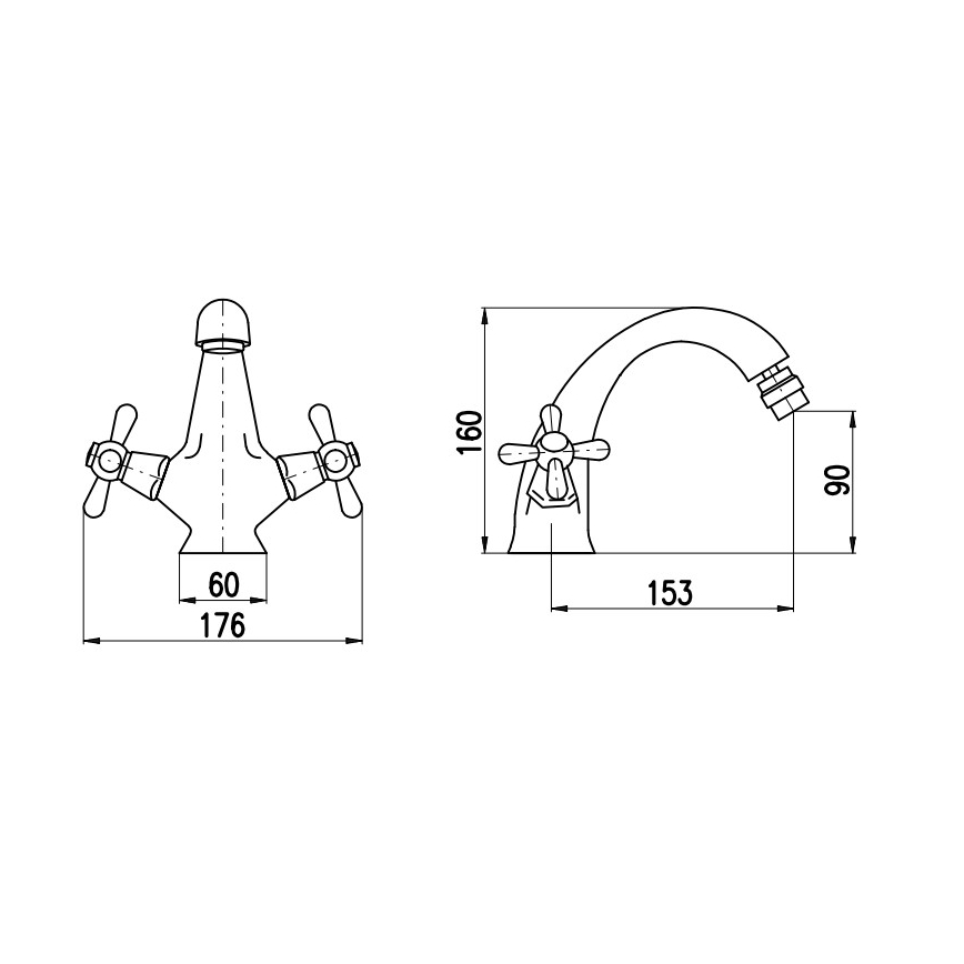 RAV Slezák MK143.0SM - Bidetová batéria + výpusť MORAVA RETRO 16 cm stará mosadz