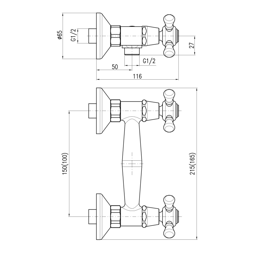 RAV Slezák MK180.5CMATSM - Sprchová batéria MORAVA RETRO čierna/mosadz