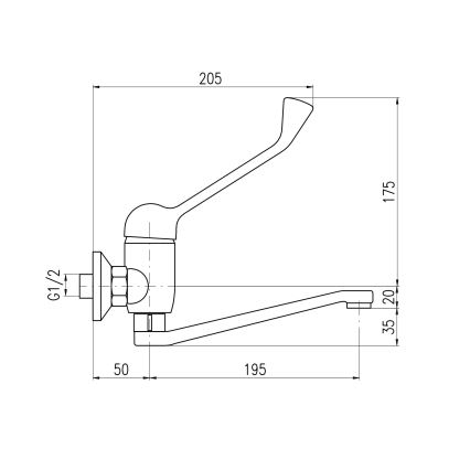 RAV Slezák SA601.5/26 - Umývadlová batéria s lekárskou pákou SAZAVA 23 cm lesklý chróm