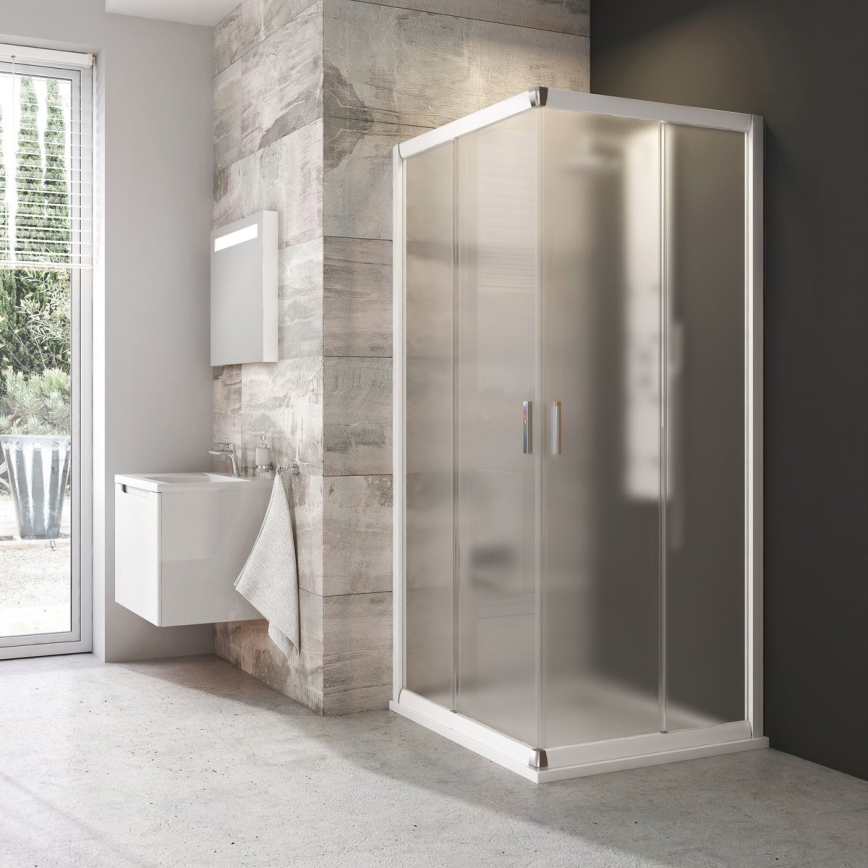 Ravak 1LV40100ZG - Rohový štvordielny sprchový kút BLIX 80x80 cm biely